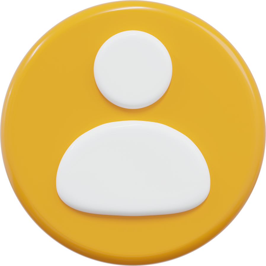 3d yellow profile icon. Symbol user profile